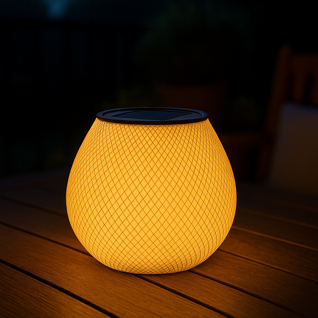 Solar Tischlampe – 3D-gedruckte LED Leuchte für Terrasse & Balkon