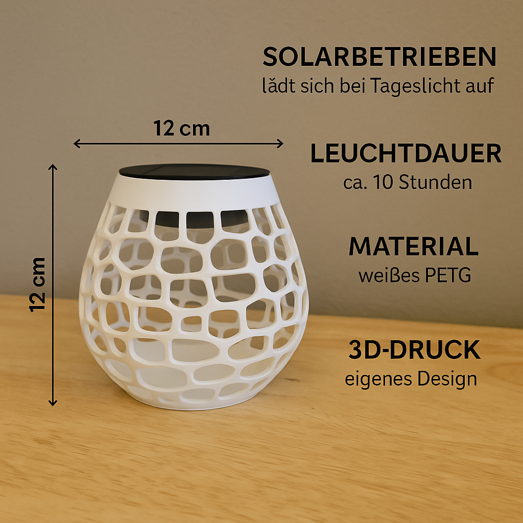 Solar Tischlicht mit geometrischem Schattenspiel