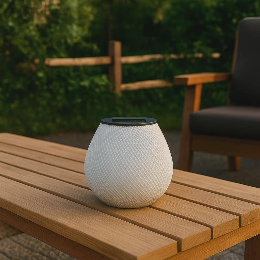 Solar Tischlampe – 3D-gedruckte LED Leuchte für Terrasse & Balkon