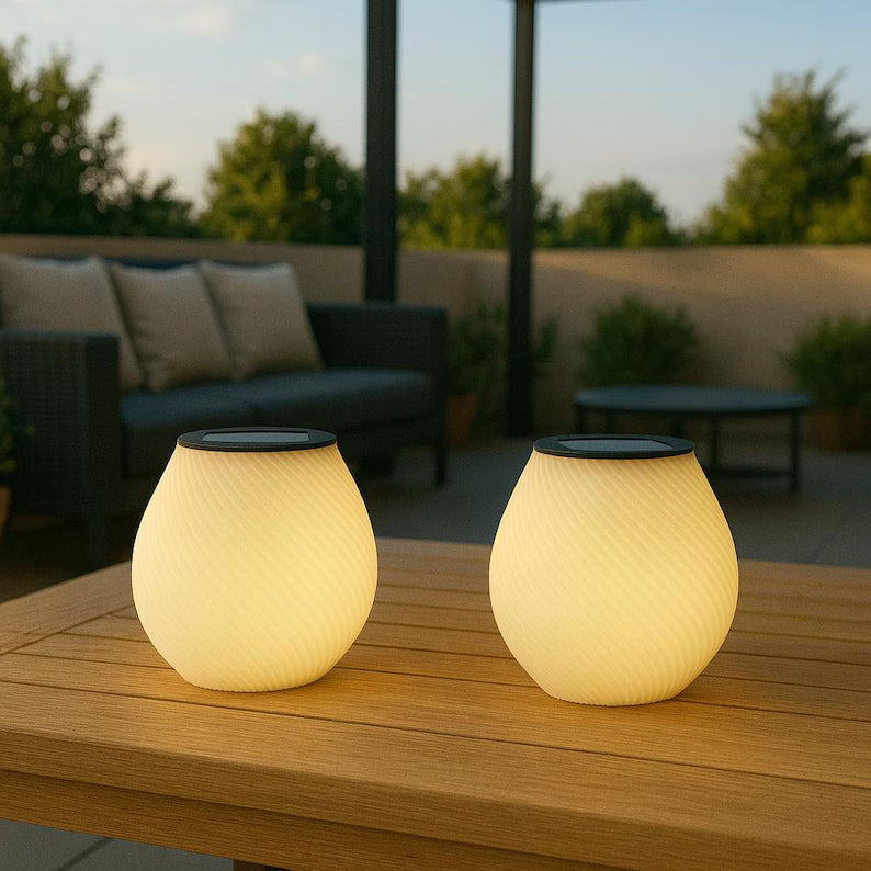 Solar-Tischlampe mit Spiralstruktur